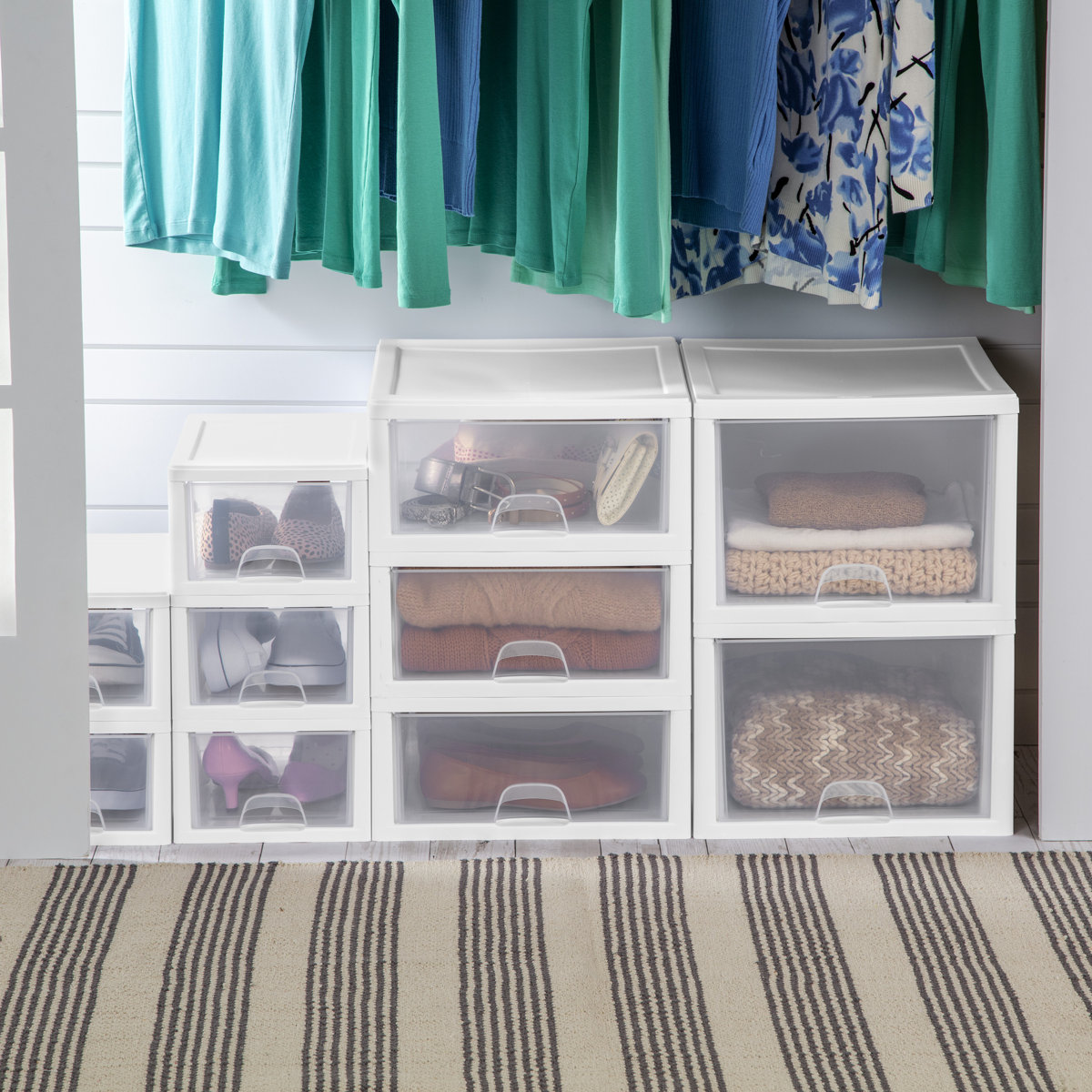 Sterilite Clear & White Plastic Storage Bin with One Drawer